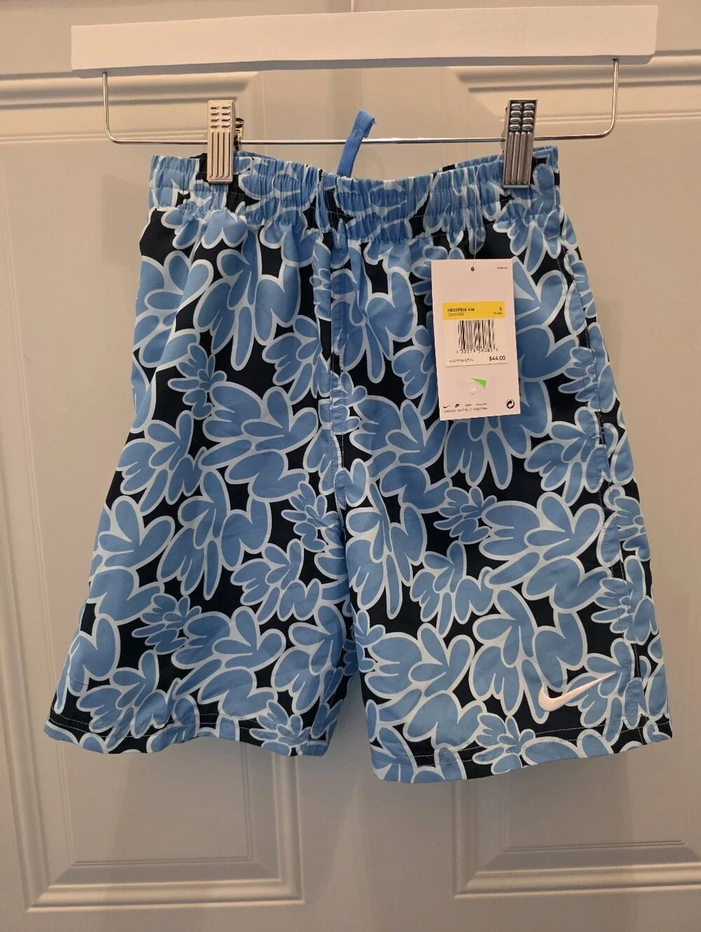 Nike Blue Floral Print Kids Swim Shorts Size Small-New With Tags-$44 Retail